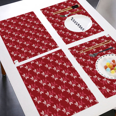 E-Retailer Rectangular Pack of 6 Table Placemat(Maroon, PVC)