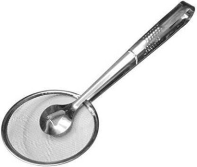 Bekner Multi-Functional 2 in 1 Fry Tool Filter Spoon Strainer with Clip,Oil Frying BBQ Filter Stainless Steel Mesh strainer Collapsible Strainer(Steel Pack of 1)