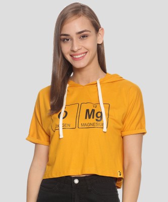 CAMPUS SUTRA Casual Half Sleeve Printed Women Yellow Top