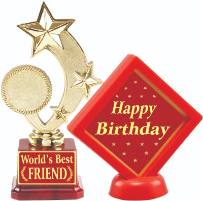 AARK INDIA Friend Birthday Gift:Trophy With Quote Show PC Combo Set (PC001797) Trophy(8.5 inch)