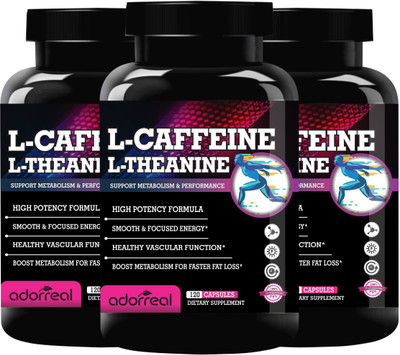Adorreal L-Caffeine L-Theanine for Support metabolism & performance (Pack of 3)(3 x 40 Tablets)