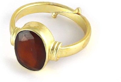 OM GYATRI Jaipur Diamonds 9.25 Ratti Natural Hessonite Garnet/Gomed Adjustable Ashtadhatu Ring for Men Women Brass Garnet Gold Plated Ring