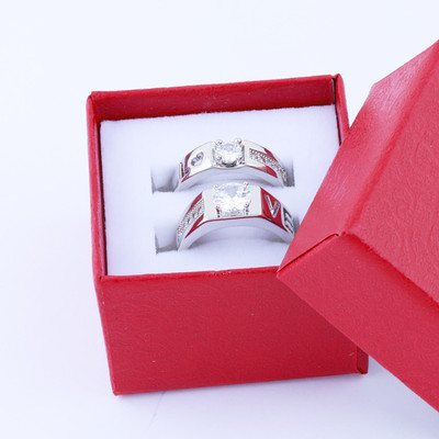 ShreejiHuf Adjustable Couple Rings Set for lovers Silver Plated Solitaire for Men and Women Alloy Silver Plated Ring Set