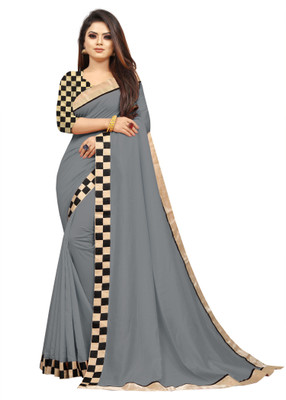 FEXEL Self Design, Solid/Plain Bollywood Georgette Saree(Grey)