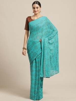 Ratnavati Woven Bandhani Chiffon Saree(Light Green)