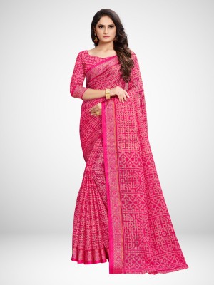 Ratnavati Printed, Geometric Print Daily Wear Silk Blend Saree(Pink)