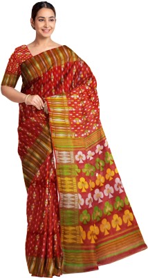 Pradip Fabrics Woven Tant Cotton Blend Saree(Red)