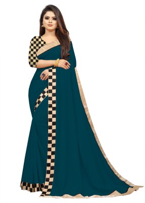 FEXEL Self Design, Solid/Plain Bollywood Georgette Saree(Dark Green)