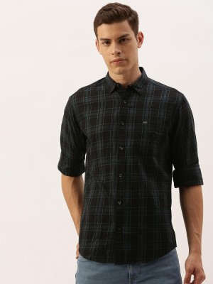 The Indian Garage Co. Men Checkered Casual Black Shirt