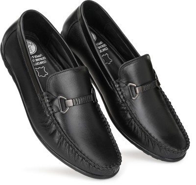 FENTACIA Genuine Leather Loafers For Men(Black , 6)