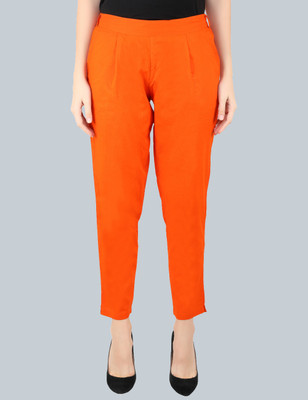 Me Craft Regular Fit Women Orange Trousers