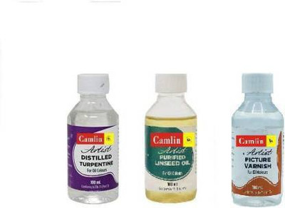 Camlin Turpentine Oil , Linseed Oil and Picture Varnish 100 ml each Satin Varnish(300 ml)