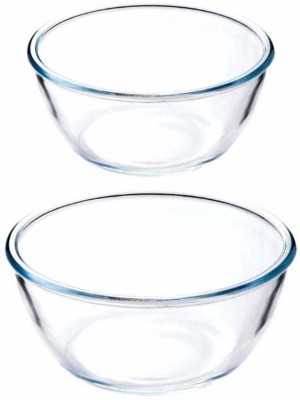 Femora Borosilicate Glass Mixing Bowl Borosilicate Glass Round Mixing Bowl 1650 ML_3600 ML, Set of 2(Pack of 2, Clear)