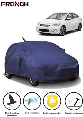 FRONCH Car Cover For Hyundai Fluidic Verna (With Mirror Pockets)(Blue)