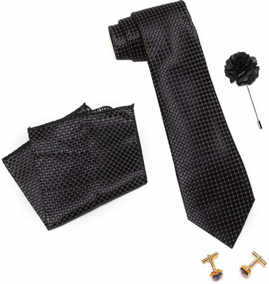 nu-Lite Satin Tie & Cufflink(Black)