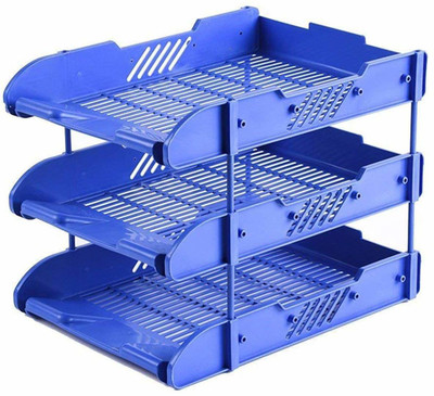paacare 3 Compartments PLASTIC FILE AND LETTER HOLDER(Blue)