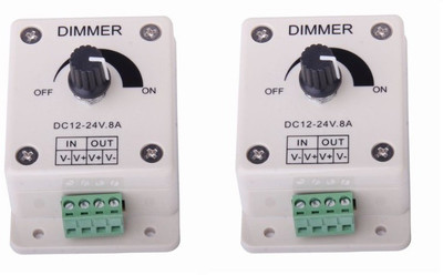 TRP Traders 12V-24V 8A LED Light Dimmer Brightness Adjustable Control Controller,Power Saver Pack of 2 8 A Step Dimmer(White)