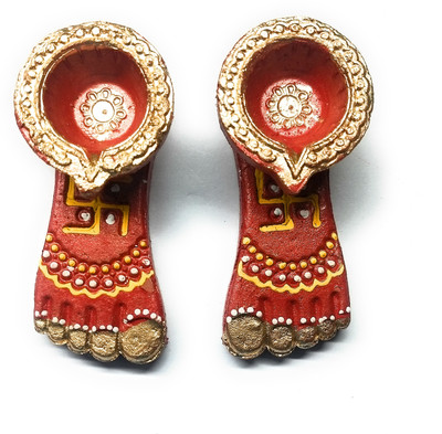 Lakhdatar Mall Maa Laxmi ji Diya Charan Maa Durga Navratri Mitti Diya Charan Clay Paduka for Prosperity and Wealth Devi Charan for Diwali puja and Navratri puja (Made in India) Handmade- Multicolour Terracotta Table Diya(Height: -1 inch) Lakhdatar Mall Maa Laxmi ji Diya Charan Maa Durga Navratri Mitti Diya Charan Clay Paduka for Prosperity and Wealth Devi Charan for Diwali puja and Navratri puja (Made in India) Handmade- Multicolour Terracotta Table Diya(Height: -1 inch)