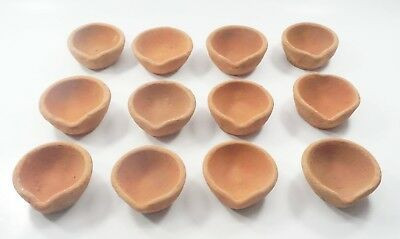 om craft villa Handmade Mitti Diya&Deepak/Earthen Clay Diya/Terracotta Decorative Diwali Tealight Oil Lamp for Pooja Earthenware (Pack of 11) Table Diya Set(Height: 1 inch)