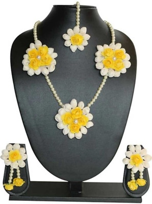 Rozec Fabric Yellow, White Jewellery Set(Pack of 1)