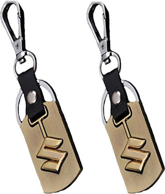 JMO27Deals lock metal ring Golden color with metal lining and Suzuki design Key Chain