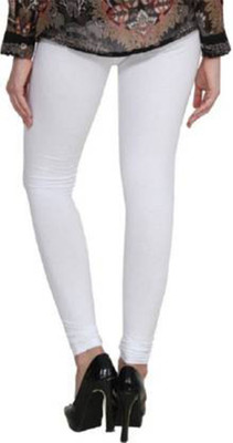 K M R GARMENTS Churidar Length Ethnic Wear Legging(White, Solid)