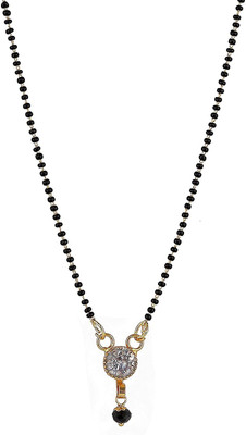 RosaStella Gold Plated Black Beaded Chain Pendant Traditional Mangalsutra for Women Alloy Mangalsutra