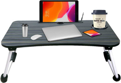 TNV ENTERPRISE MATT BLACK Wood Portable Laptop Table(Finish Color -...