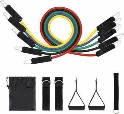 klamazoo 11pcs/set Pull Rope Fitness Exercises Resistance Bands Latex Tubes Resistance Tube(Blue, Red, Black, Green, Yellow)