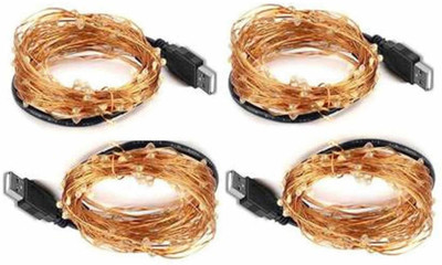 FStyler 50 LEDs 4.98 m Gold Steady String Rice Lights(Pack of 4)