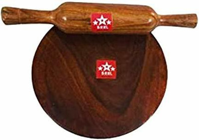 BRRL BRRL sheesham Wood Rolling Pin and Board Set/Wooden Chakla Belan Set for Kitchen(Brown) Rolling Pin & Board(Pack of 1)