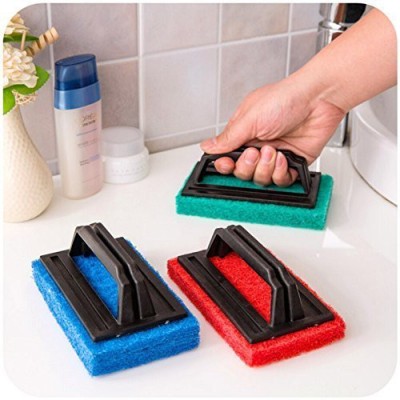 NumberOne Multipurpose Cleaning Scrubber Brush With Handle (Set of 3) Scrub Pad(Regular, Pack of 3)