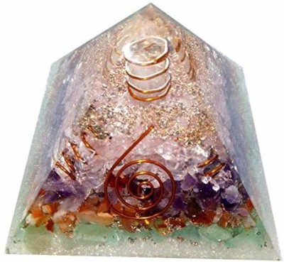 Mohammed Agate Orgone Pyramid For Success And Prosperity Amethyst-Carnelian-Rose Quartz-Satyaloka Quartz-Pyrite-Copper-Green Aventurine 70 MM Decorative Showpiece  -  7 cm(Stone, Polyresin, Multicolor)