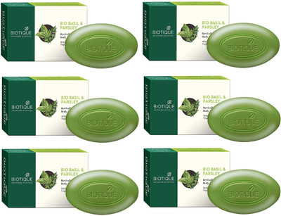 BIOTIQUE Pack of 6 Bio Basil & Parsley Revitalizing Body Soap 75gm ( For All Skin Types )(6 x 12.5 g)