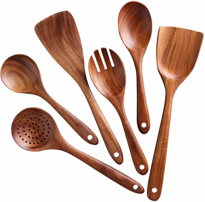 Natural Life Care Premium Cooking Spoon/Serving Spoon Set Of 6/ High Quality Wood Disposable Wooden Salad Spoon, Serving Spoon Set (Pack Of 6) For Rs. 338 @ 52% off