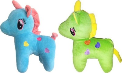 GOD GIFT GALLERY GIFTS STYLISH UNICORN HORSE PLUSH STUFFED SOFT TOY Green and Blue for kids  - 25.2 cm(Multicolor)