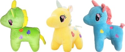 GOD GIFT GALLERY GIFTS STYLISH UNICORN HORSE PLUSH STUFFED SOFT TOY Green, Yellow and Blue for kids  - 22.2 cm(Multicolor)