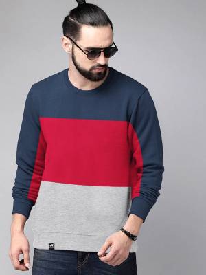 Full Sleeve Color Block Men Sweatshirt