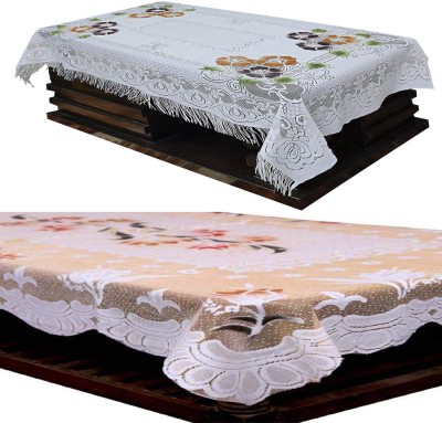 SSDN Printed 4 Seater Table Cover(Cream, White, Polyester, Pack of 2)