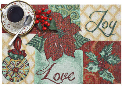 PRAKARTIK Rectangular Pack of 6 Table Placemat(Red, Cotton)