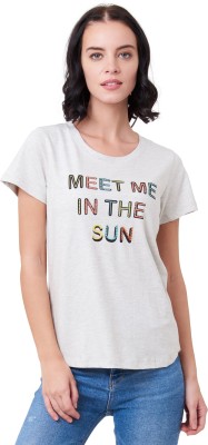 Ms.Taken Casual Short Sleeve Printed Women Grey Top