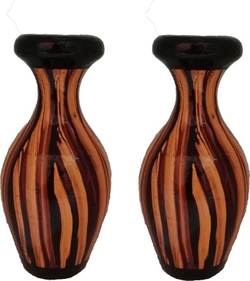 Gift Palza Wooden Vase(6 inch, Black, Brown)