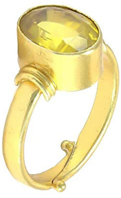 Chopra Gems Yellow Sapphire Pukhraj Gemstone Ring Astrological Purpose for Men and Women Brass Sapphire Gold Plated Ring
