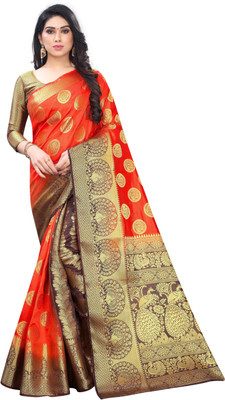 PICKWELL Self Design Banarasi Cotton Silk Saree(Multicolor)