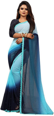 HIREXA Self Design, Printed, Color Block, Embroidered, Dyed, Solid/Plain Bollywood Georgette, Satin Saree(Light Blue) HIREXA Self Design, Printed, Color Block, Embroidered, Dyed, Solid/Plain Bollywood Georgette, Satin Saree(Light Blue)