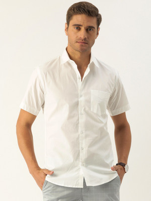 Hancock Men Solid Casual White Shirt