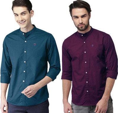 FUBAR Men Solid Casual Multicolor Shirt(Pack of 2)
