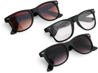 Singco India Wayfarer Sunglasses(For Men & Women, Brown, Black, Clear)