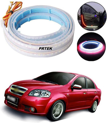 PRTEK  Car Door Warning LED Light, 47.2 Inches 150 LEDs Flow Lights Strip for Car Door Accessories Courtesy Light-Anti Rear-end Collision Safety(2PCS) C3 Headlight Car, Motorbike LED for Chevrolet (12 V, 12 W)(Aveo, Pack of 2)