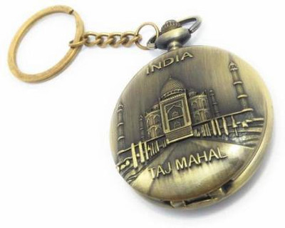 V E Taj Mahal Designer Vintage Clock Metallic Keychain Locking Key Chain(Gold)